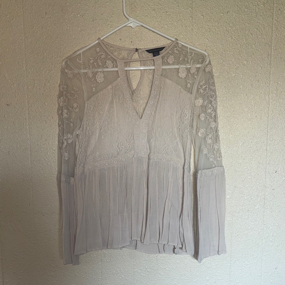 American Eagle Cream Lace Women's Top